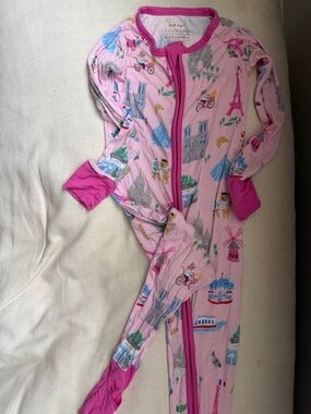 Little Sleepies Pink Paris Print Zip Footless Pajama 18-24 months